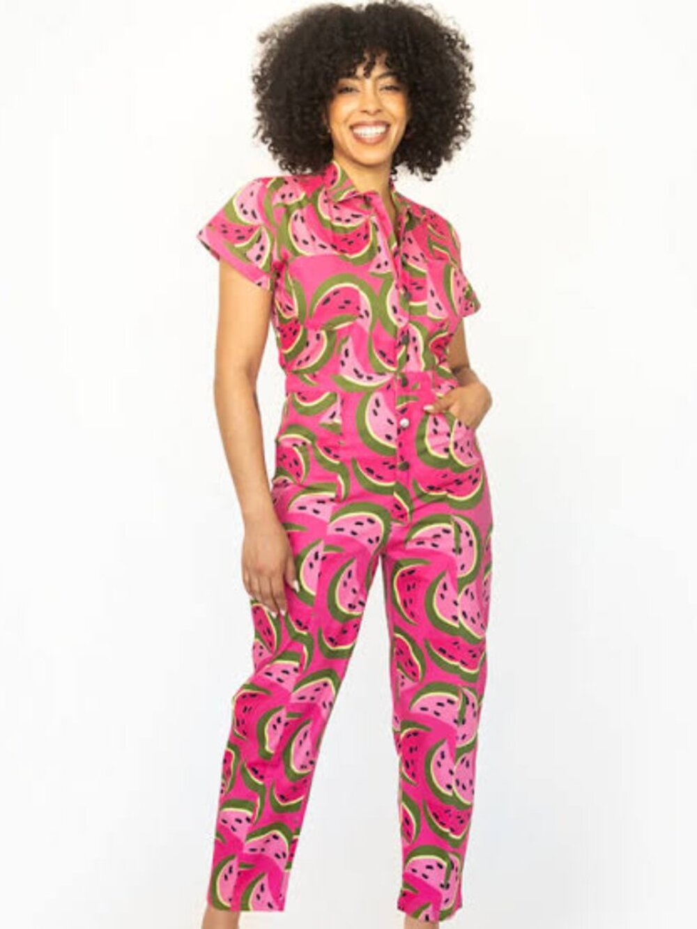 Mixed by Nasrin Women’s Classic Jumpsuit -- Watermelon. Size TS (tall small)